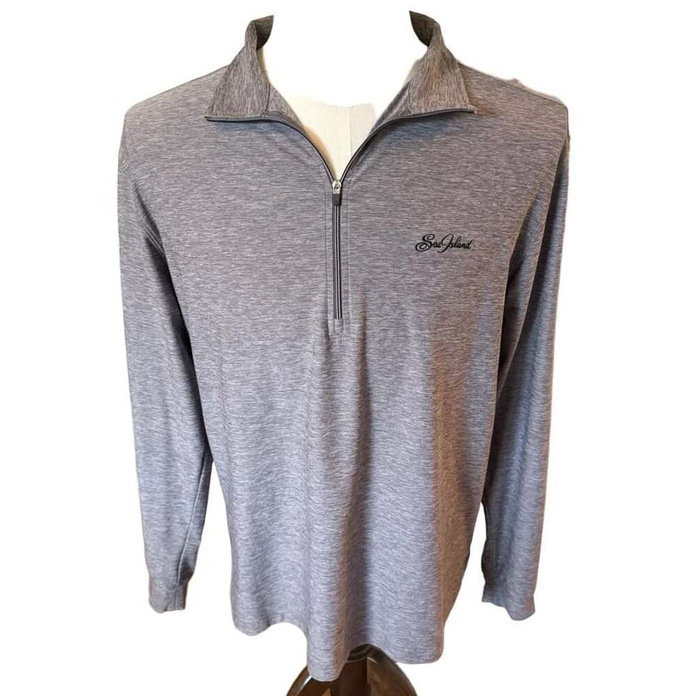 Straight Down Sea Island Grey Heather 1/4 Zip Long Sleeve Pullover